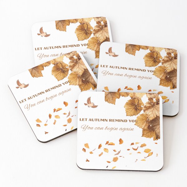 Item preview, Let Autumn Remind You You Can Begin Again – Inspirational Fall Leaves Design/ ليذكّرك الخريف بأنك تستطيع البدء من جديد – تصميم تحفيزي بأوراق الخريف designed and sold by Mona Artistry.