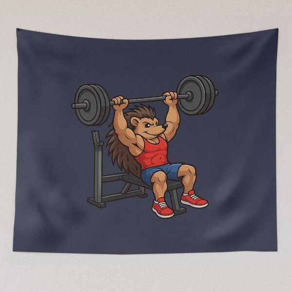 Item preview, Gym Hedgehog Lifting Barbell Funny Fitness Weightlifting Art designed and sold by MascotFoundry.