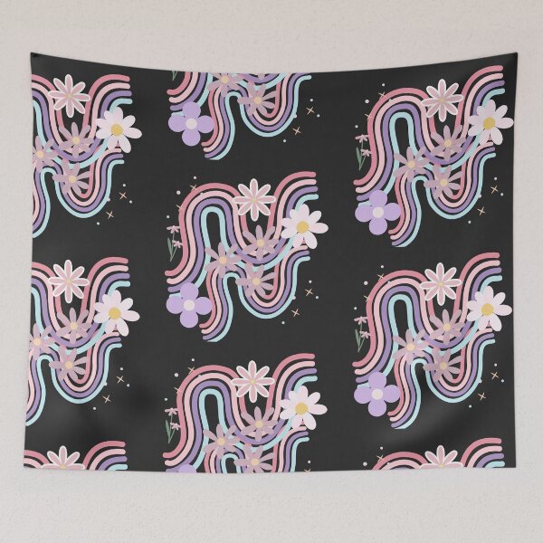 Item preview,  Retro Pastel Daisy Rainbow Waves | 70s Aesthetic Floral Pattern designed and sold by Aisha Reda.