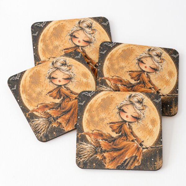 Item preview, Moonlit Witch Flight – Whimsical Halloween Art designed and sold by byMosia.