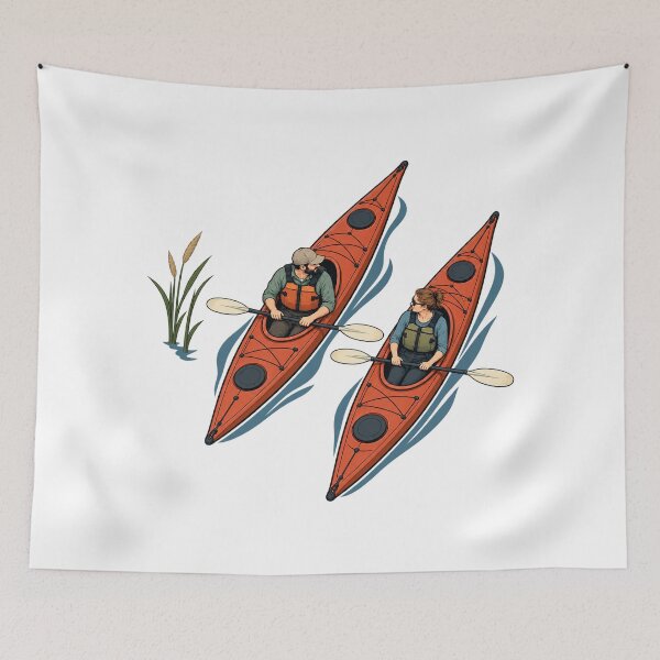 Item preview, Kayaking Friends Pausing Beside the Reeds designed and sold by ninov94.