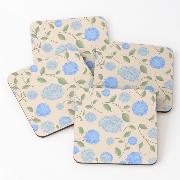 Item preview, Blue Hydrangeas Cottage Garden Floral Vine Minimalist-Blush Background designed and sold by The Flying Bunny Studio.