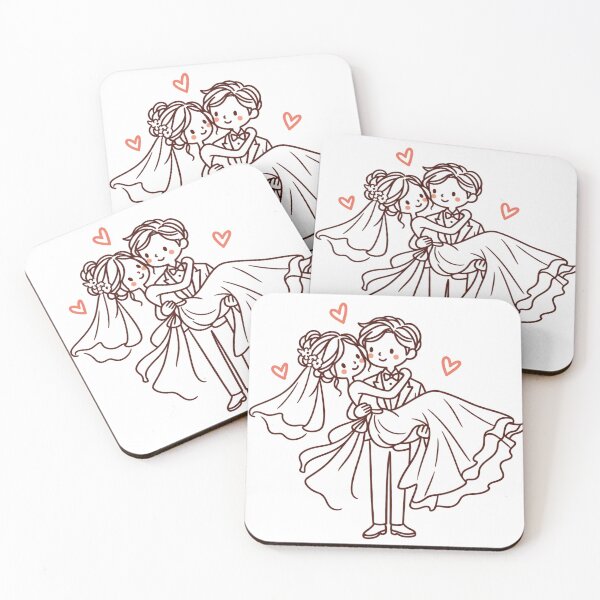 Item preview, Cute Groom Carrying Bride Wedding Line Art designed and sold by Nicha Studio.