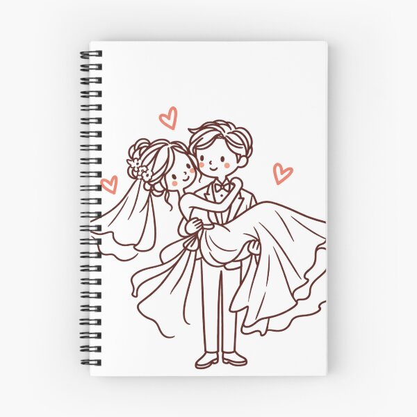 Item preview, Cute Groom Carrying Bride Wedding Line Art designed and sold by Nicha Studio.