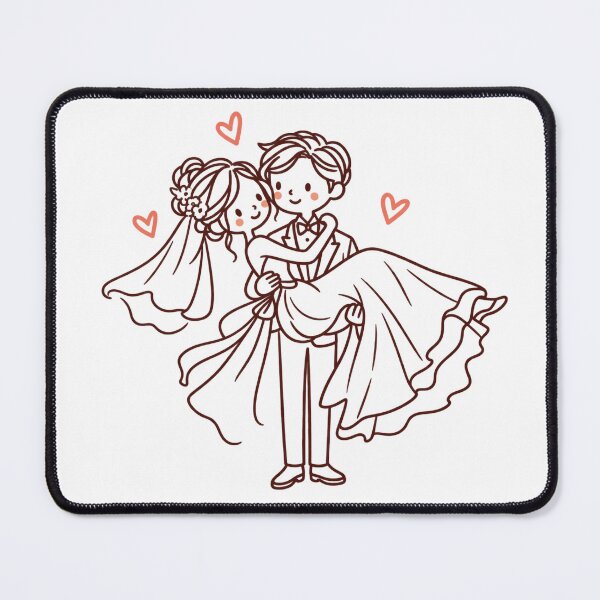 Item preview, Cute Groom Carrying Bride Wedding Line Art designed and sold by Nicha Studio.