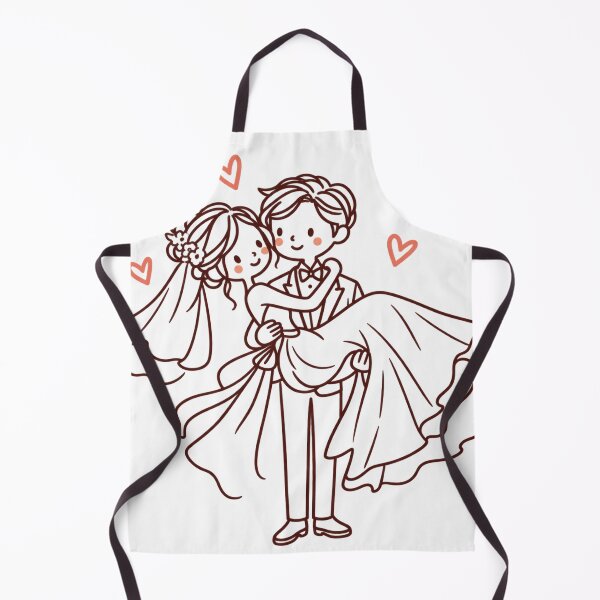 Item preview, Cute Groom Carrying Bride Wedding Line Art designed and sold by Nicha Studio.