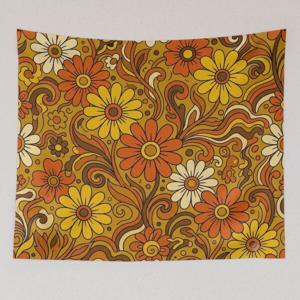 Item preview, Groovy 70s Retro Flower Power Daisy Pattern designed and sold by ShivCraftStudio.