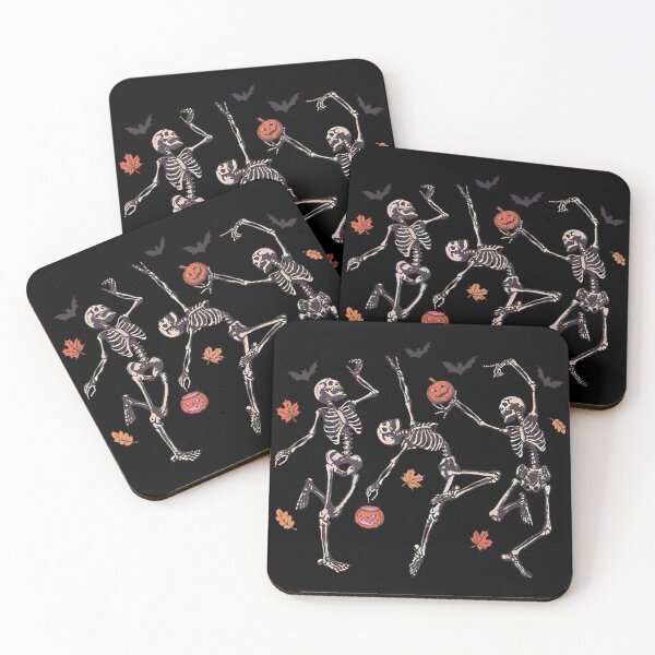 Item preview, Dancing Skeletons Halloween Pumpkins Autumn Leaves Spooky Vintage Graphic designed and sold by leoniejonk.