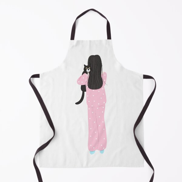 Item preview, Girl in Pink Pajamas Carrying Black Cat Back View designed and sold by Pe.peach.