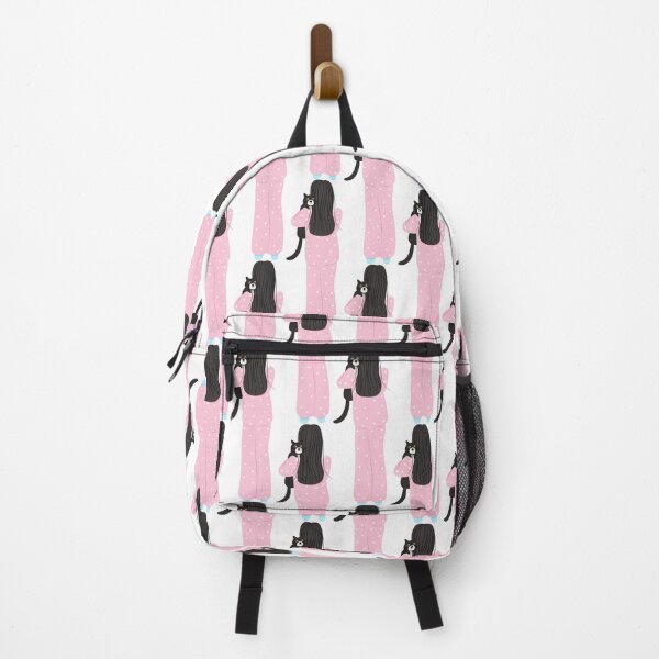 Item preview, Girl in Pink Pajamas Carrying Black Cat Back View designed and sold by Pe.peach.