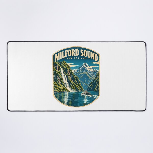 Item preview, Milford Sound New Zealand Shirt – Vintage Fiordland Travel Poster, Mitre Peak Adventure Design designed and sold by Globalcitytees.