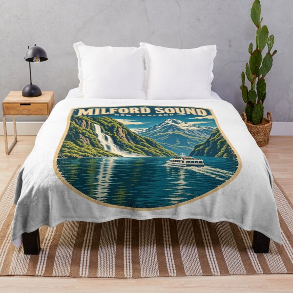 Item preview, Milford Sound New Zealand Shirt – Vintage Fiordland Travel Poster, Mitre Peak Adventure Design designed and sold by Globalcitytees.