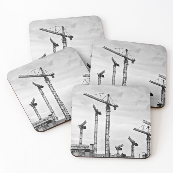 Item preview, Construction cranes – Urban Industrial Black and White Photography designed and sold by Ascooepics.