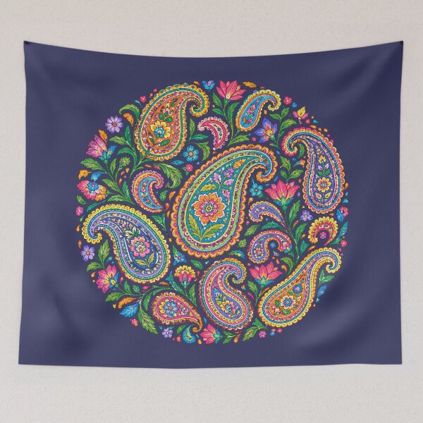 Item preview, Vibrant Colorful Floral Paisley Circle Art designed and sold by Skyrocketz.