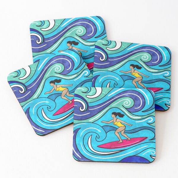 Item preview, Surfing ocean waves lady surfboard surfing designed and sold by ReneeW7.