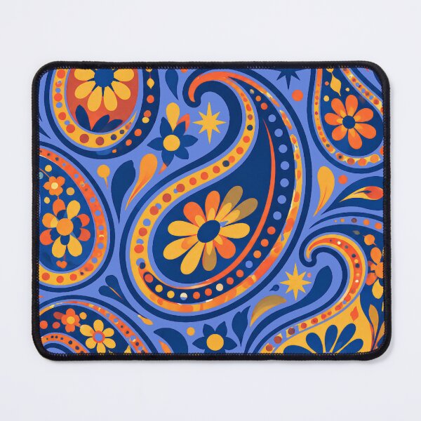 Item preview, Blue and Orange Floral Paisley Circle Pattern designed and sold by Skyrocketz.