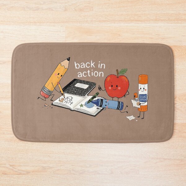 Item preview, Back In Action Cute School Supplies Pencil Apple Classroom Teacher Graphic designed and sold by Macarhoneeart.