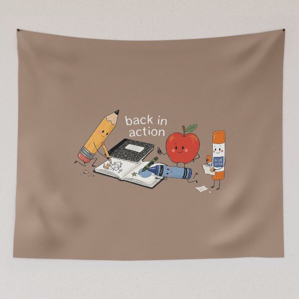Item preview, Back In Action Cute School Supplies Pencil Apple Classroom Teacher Graphic designed and sold by Macarhoneeart.
