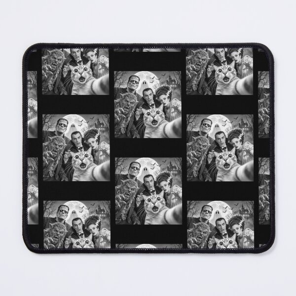 Item preview, Funny Cat Selfie With Classic Gothic Monsters Black And White Design designed and sold by SEINENGAPPI23.