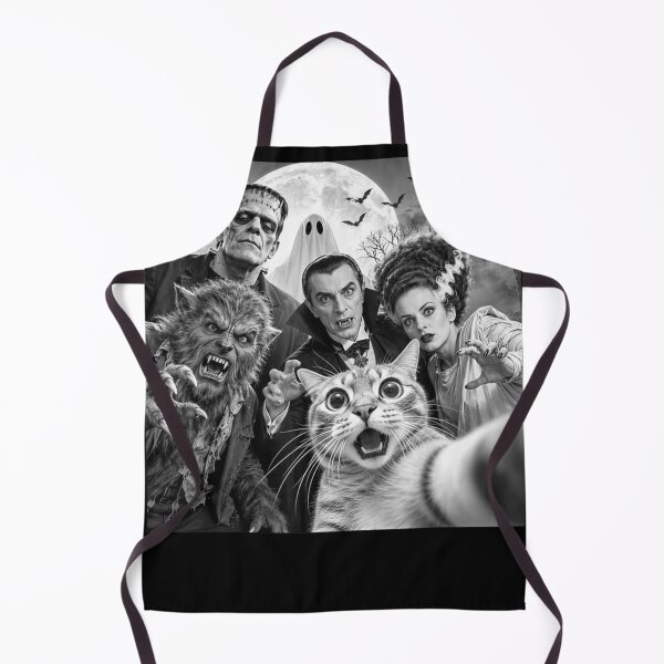 Item preview, Funny Cat Selfie With Classic Gothic Monsters Black And White Design designed and sold by SEINENGAPPI23.