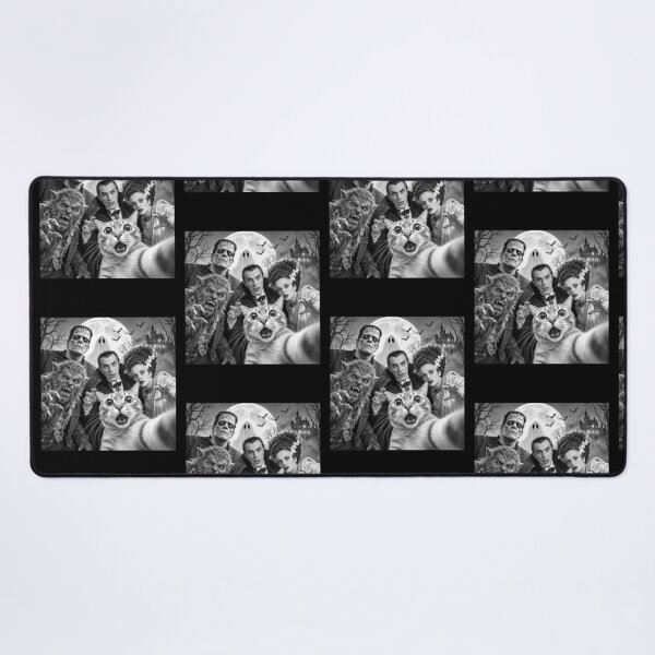 Item preview, Funny Cat Selfie With Classic Gothic Monsters Black And White Design designed and sold by SEINENGAPPI23.
