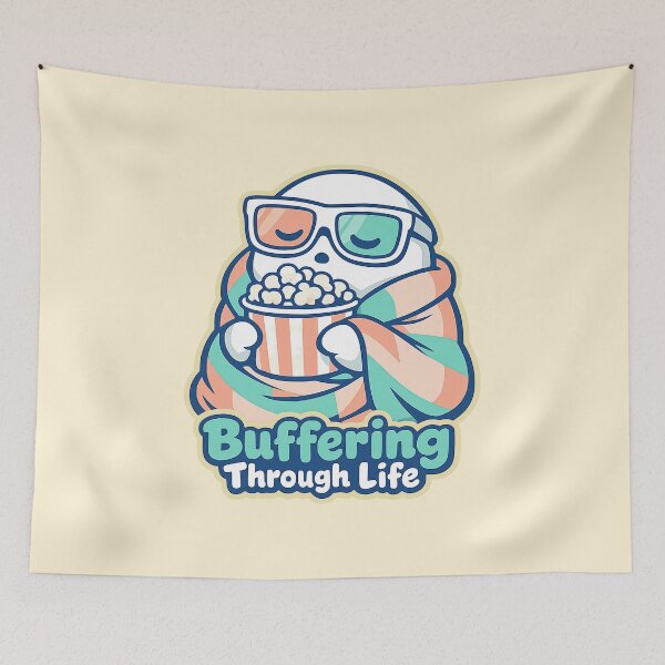 Item preview, Buffering Through Life Cute Ghost Popcorn Humor designed and sold by KungPowUnicorn.