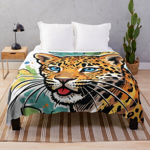 Item preview, Leopard Tropical Jungle Leaves Wildlife Art designed and sold by Merch by Das Design Studio.