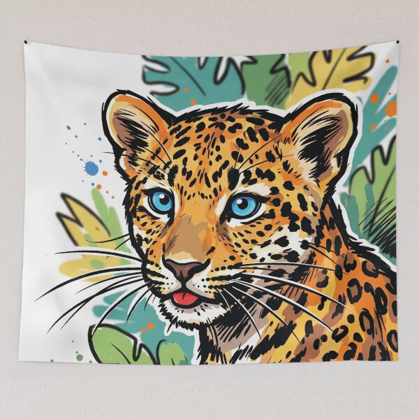 Item preview, Leopard Tropical Jungle Leaves Wildlife Art designed and sold by Merch by Das Design Studio.