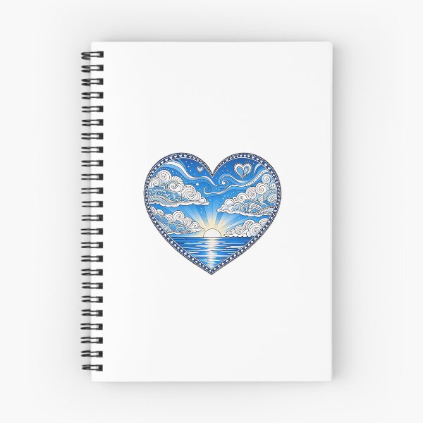 Item preview, Blue sunset heart ocean zentangle designed and sold by ReneeW7.