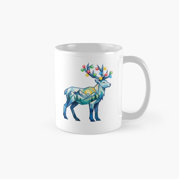 Item preview, Watercolor Geometric Reindeer Peaks Holiday Mountain Adventure designed and sold by GabeMountainArt.