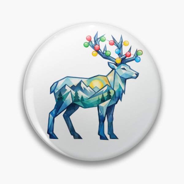 Item preview, Watercolor Geometric Reindeer Peaks Holiday Mountain Adventure designed and sold by GabeMountainArt.