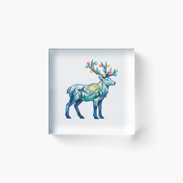 Item preview, Watercolor Geometric Reindeer Peaks Holiday Mountain Adventure designed and sold by GabeMountainArt.