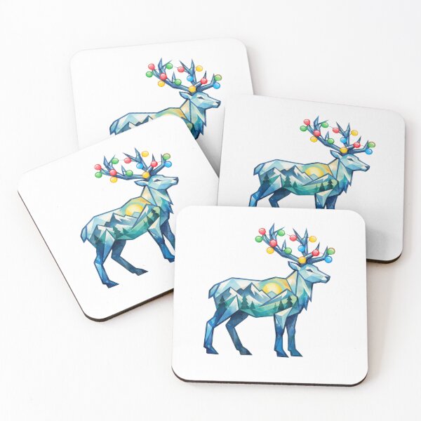 Item preview, Watercolor Geometric Reindeer Peaks Holiday Mountain Adventure designed and sold by GabeMountainArt.