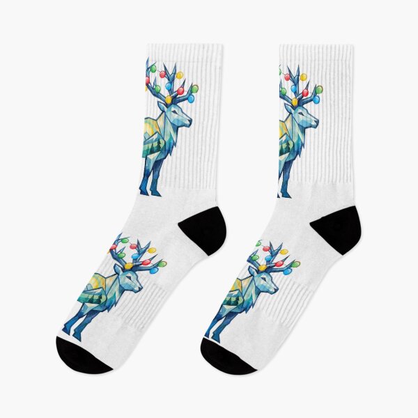 Item preview, Watercolor Geometric Reindeer Peaks Holiday Mountain Adventure designed and sold by GabeMountainArt.