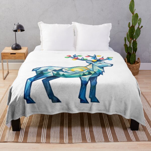 Item preview, Watercolor Geometric Reindeer Peaks Holiday Mountain Adventure designed and sold by GabeMountainArt.