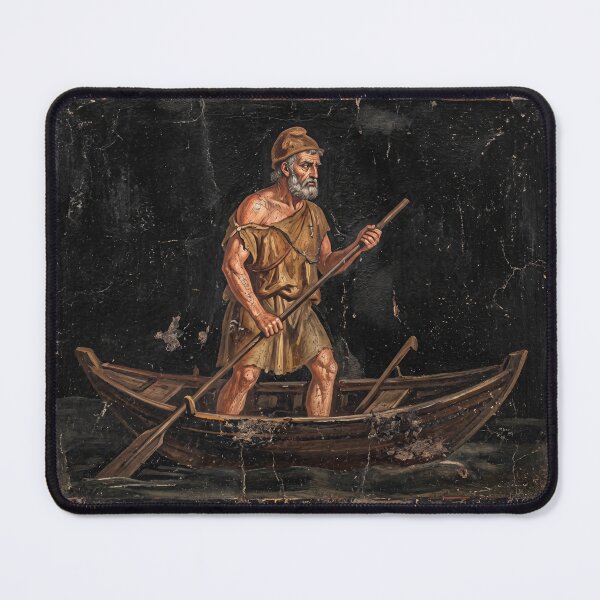 Item preview, Charon on the River Styx: Classical Roman Fresco Underworld Art Print designed and sold by FreiherrPK.