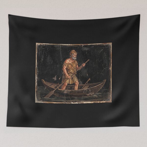 Item preview, Charon on the River Styx: Classical Roman Fresco Underworld Art Print designed and sold by FreiherrPK.