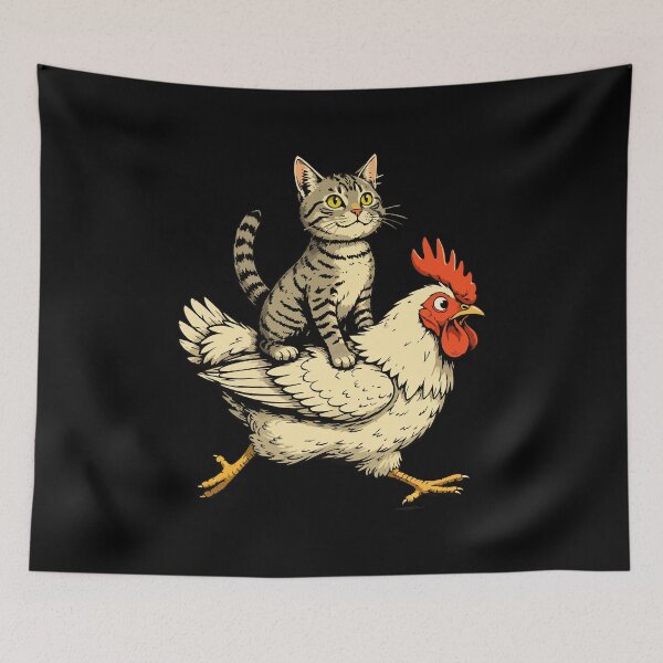 Item preview, Funny Cat Riding A Chicken - Hold On We're Getting Back designed and sold by berlicaferinz.