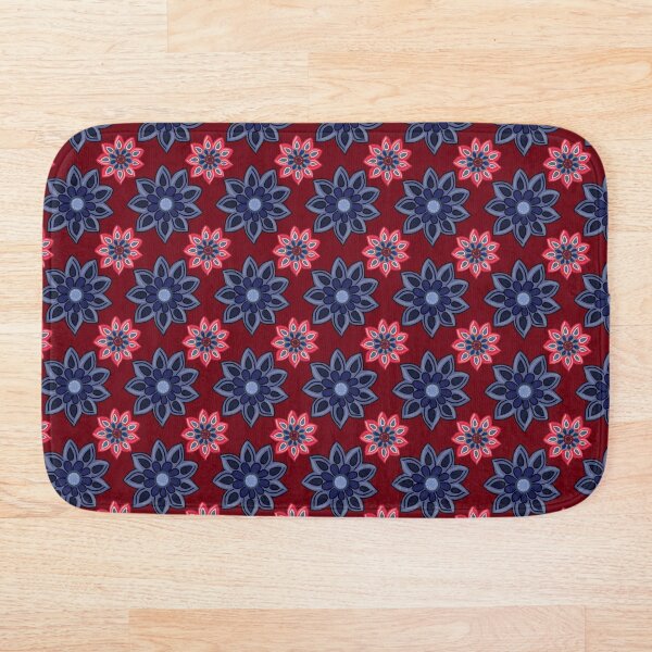 Item preview, Feels Like Polka Dot Flowers Blue and Red - deep red background designed and sold by The Flying Bunny Studio.