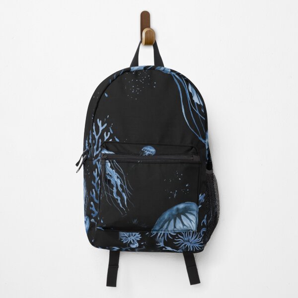 Item preview, Deep Sea Bioluminescence - Indigo Blue Watercolor Jellyfish Ocean Art designed and sold by robertronda1.