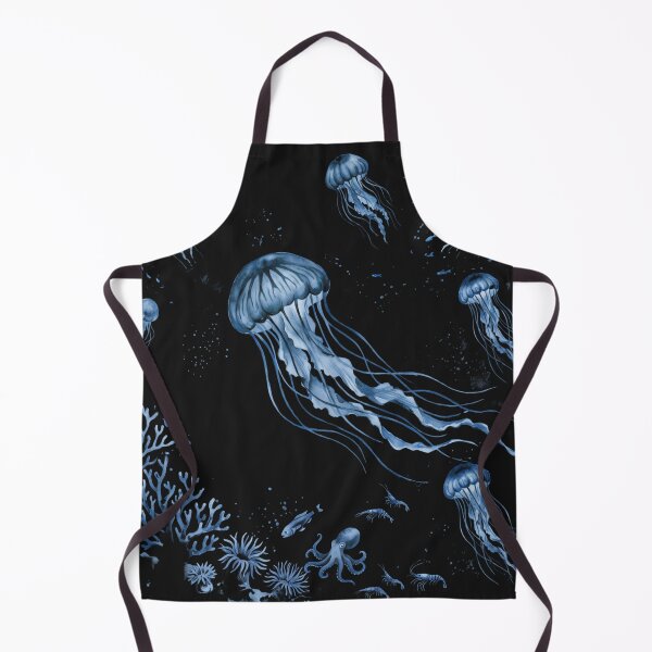 Item preview, Deep Sea Bioluminescence - Indigo Blue Watercolor Jellyfish Ocean Art designed and sold by robertronda1.