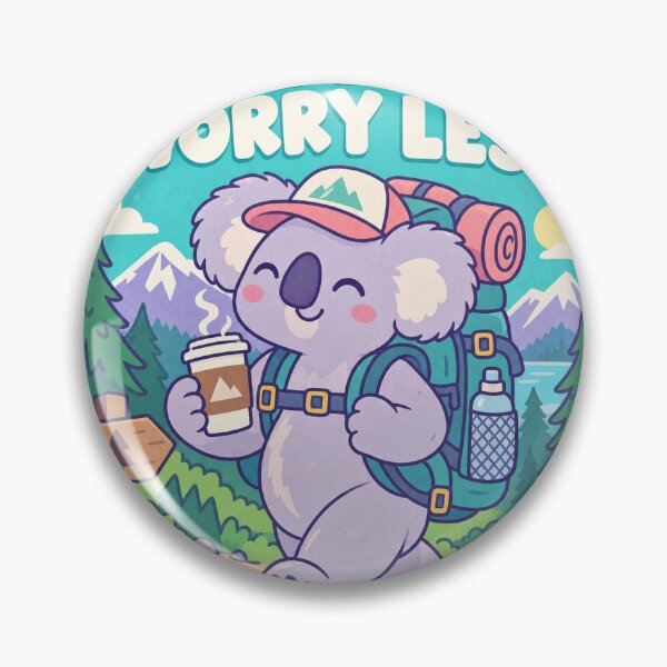 Artikelvorschau, Hike More Worry Less Wander Koala mit Kaffee entworfen und verkauft von LongIslandDesgn.