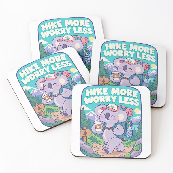 Item preview, Hike More Worry Less Hike Koala with coffee designed and sold by LongIslandDesgn.