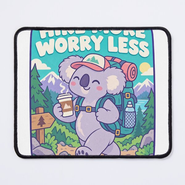 Item preview, Hike More Worry Less Hike Koala with coffee designed and sold by LongIslandDesgn.