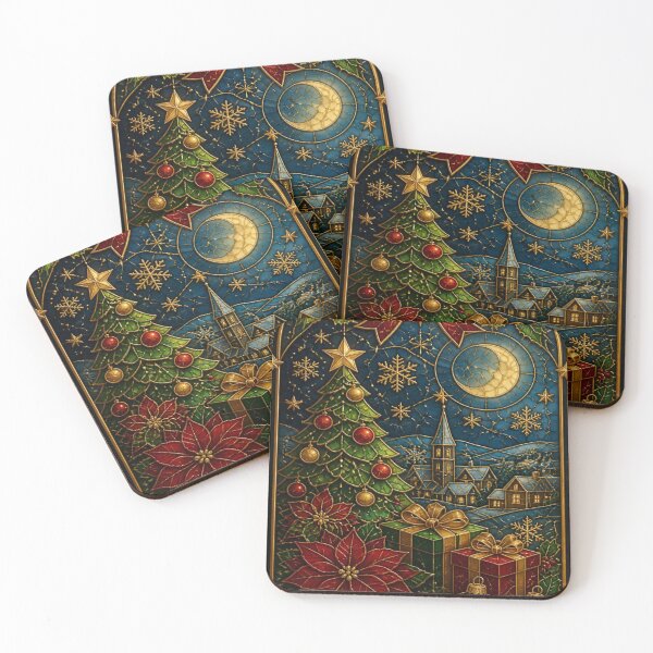 Item preview, Stained Glass Christmas Floral Gold - Festive Holiday Pattern designed and sold by BriSher.