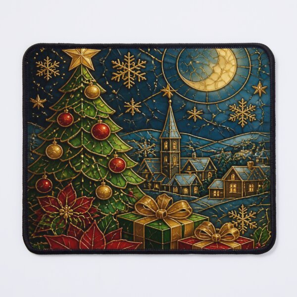 Item preview, Stained Glass Christmas Floral Gold - Festive Holiday Pattern designed and sold by BriSher.