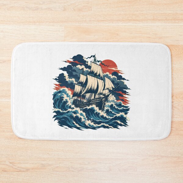 Item preview, Tall Ship Ukiyo-e Storm Ocean Art designed and sold by nortowelcomics.