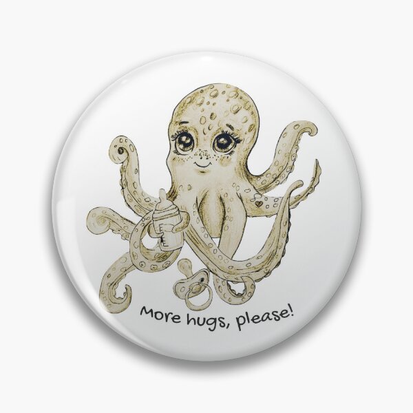 Item preview, Cute baby octopus “More Hugs Please” – Hand-drawn illustration designed and sold by alilu-art .