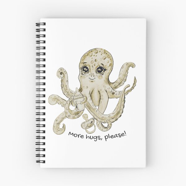 Item preview, Cute baby octopus “More Hugs Please” – Hand-drawn illustration designed and sold by alilu-art .