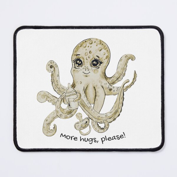 Item preview, Cute baby octopus “More Hugs Please” – Hand-drawn illustration designed and sold by alilu-art .